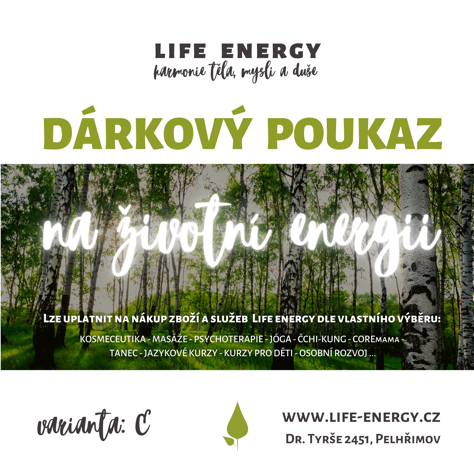 Dárkový poukaz LIFE ENERGY