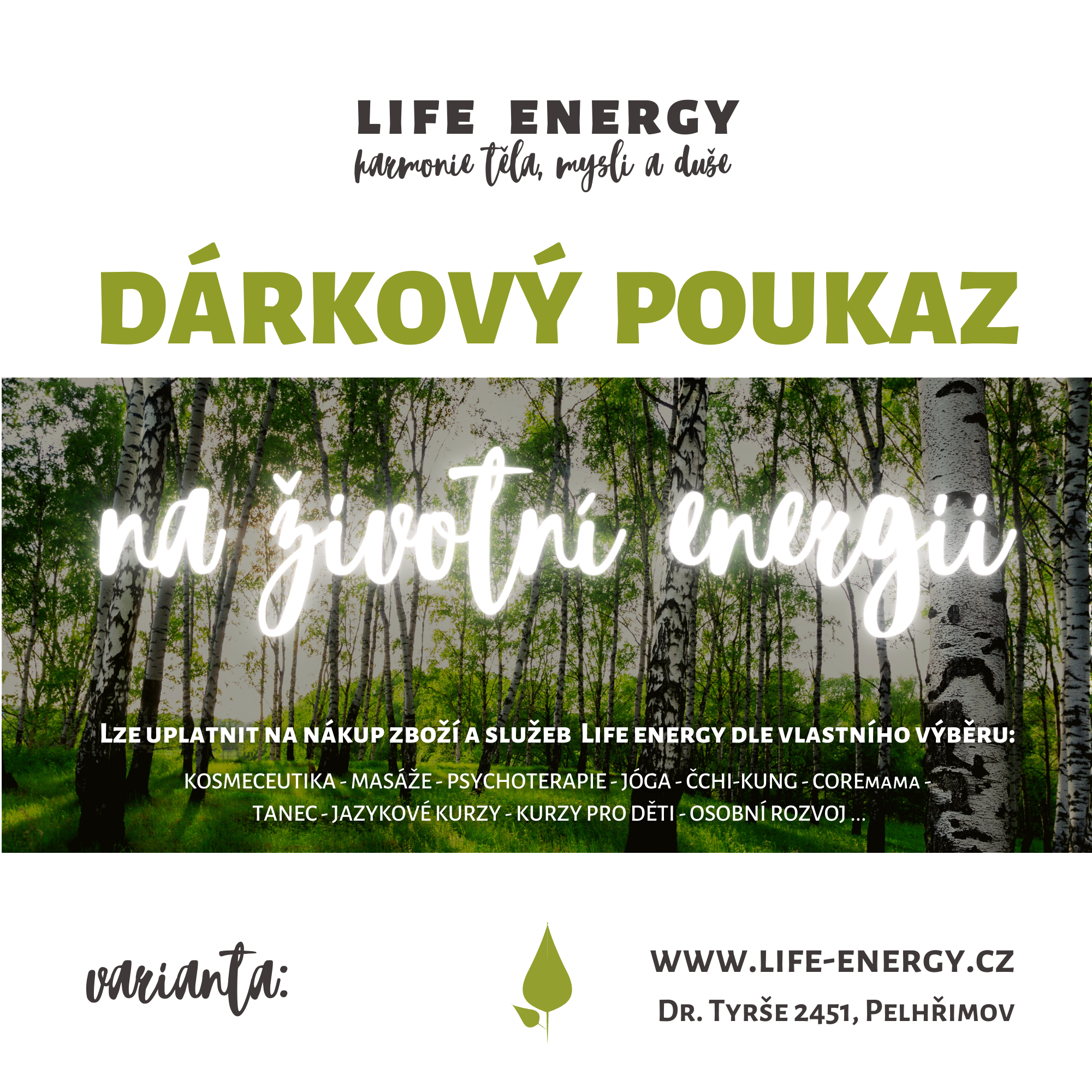 Dárkový poukaz LIFE ENERGY