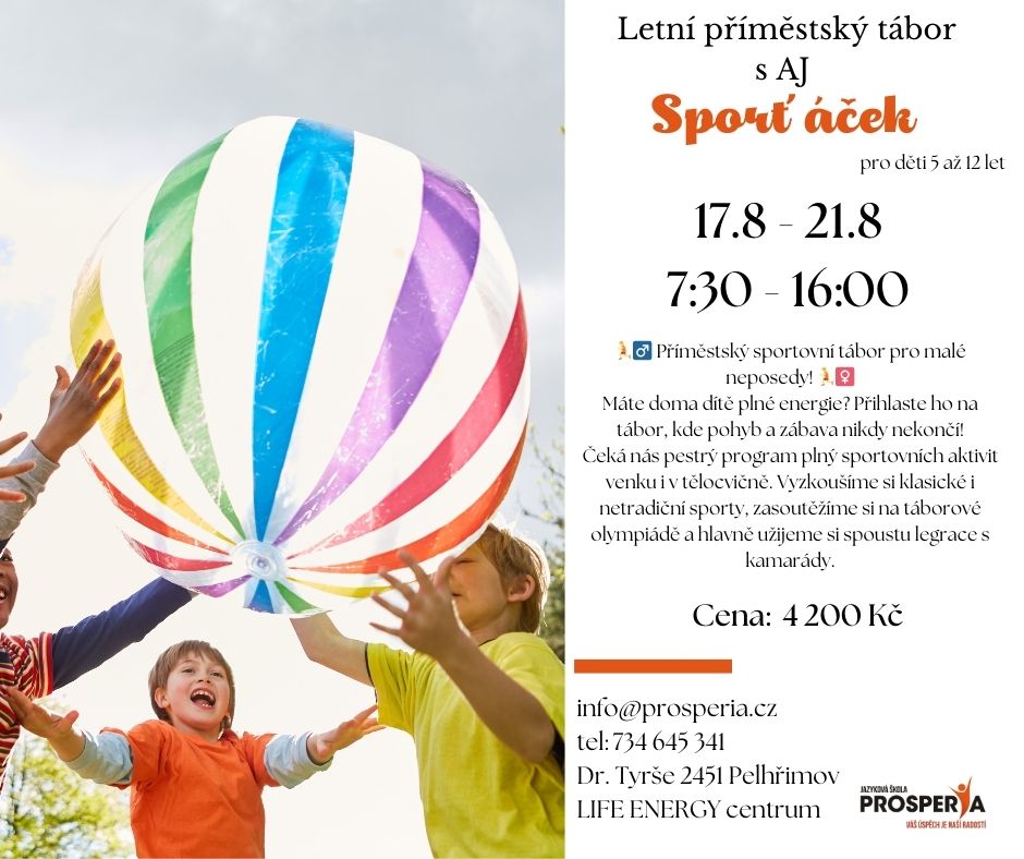 SPORŤÁČEK - letní příměstský tábor s angličtinou