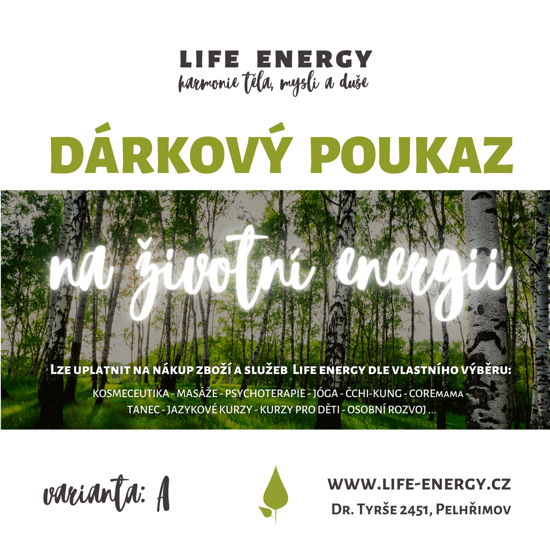 Dárkový poukaz LIFE ENERGY